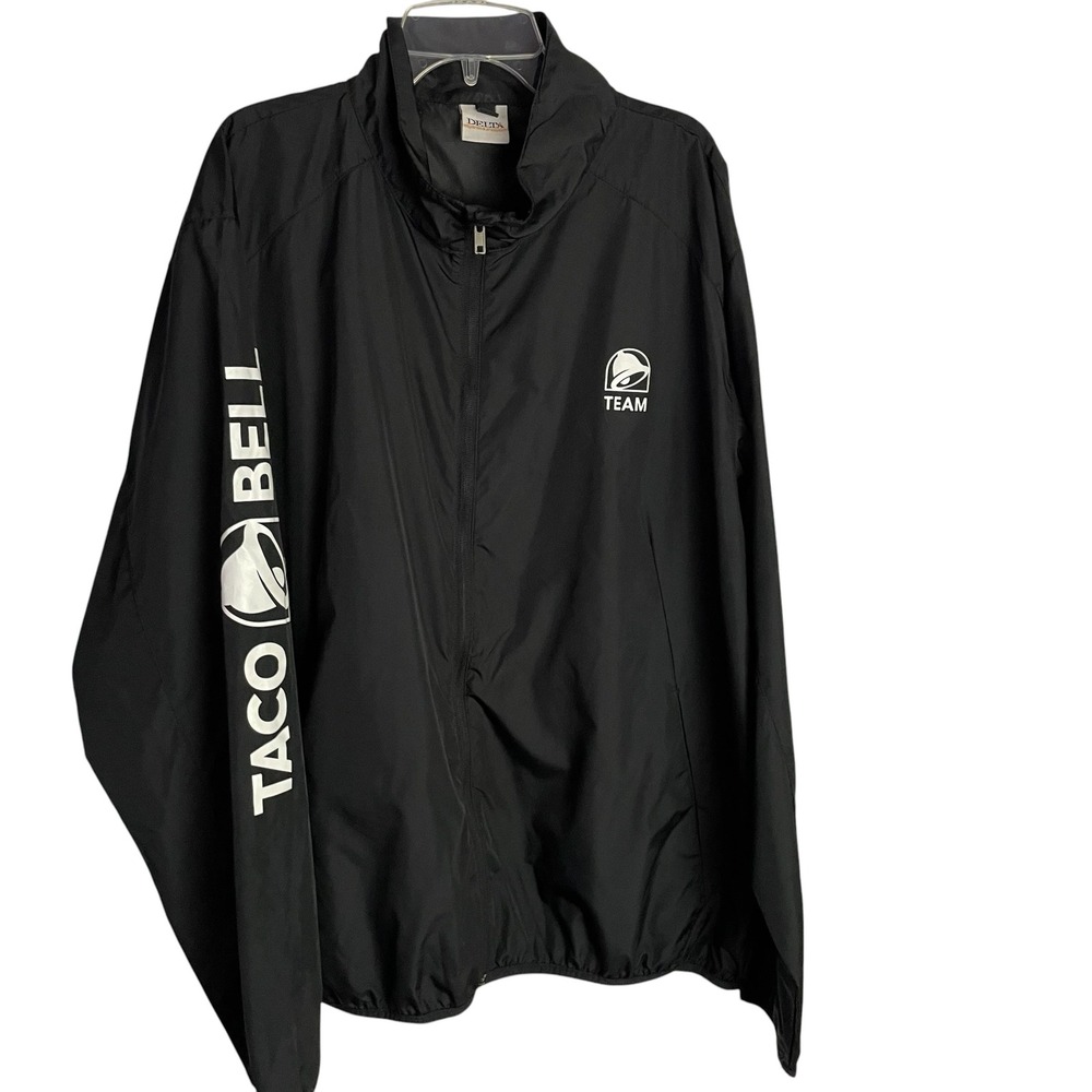 Vtg Mens Taco Bell Windbreaker Jacket Size L Black Full Zip Team Member Jacket